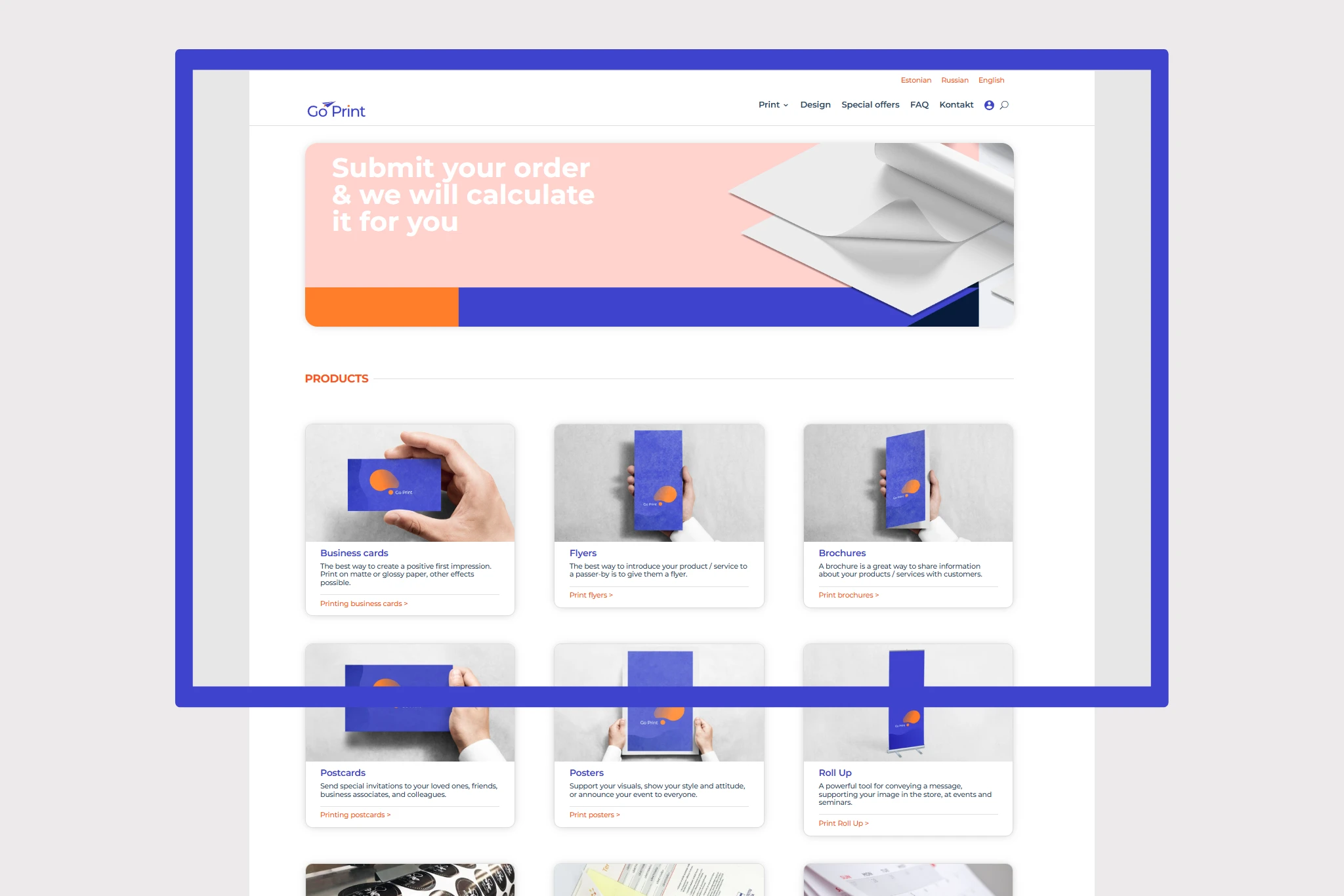 GoPrint_Web_UI_Main Главная страница дизайна веб-интерфейса GoPrint